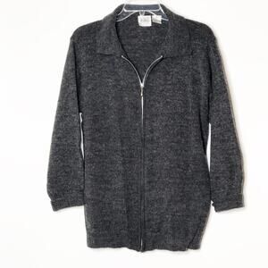 Jason Maxwell Woman Gray 1X Wool Blend Full Zip Sweater